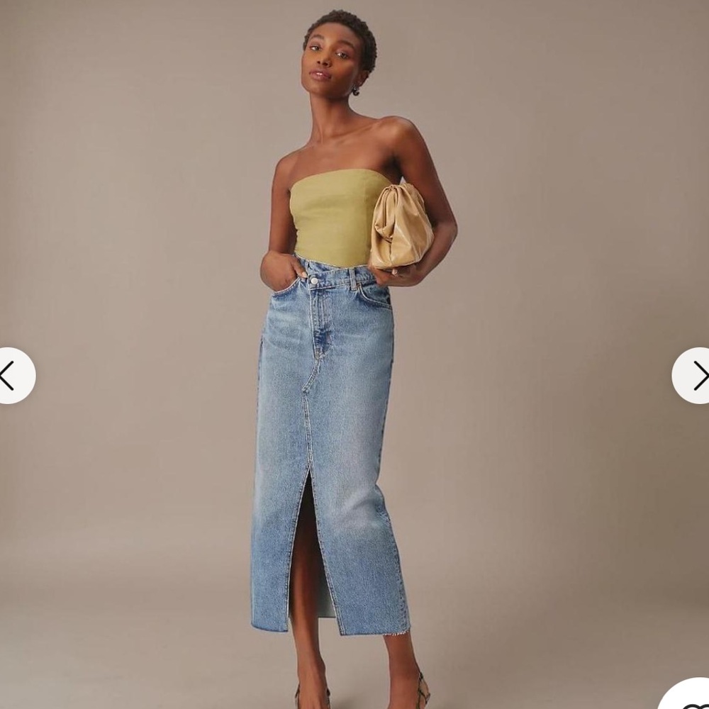 Reformation Nila Long Denim Skirt